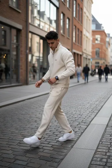 Trening barbati slim fit bej Pantaloni + Hanorac 2616 13-1.2/28-2.2